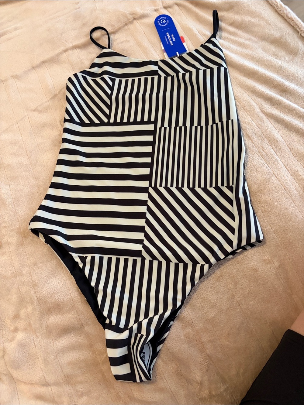 Striped Black & White Kids One-Piece Swimsuit
